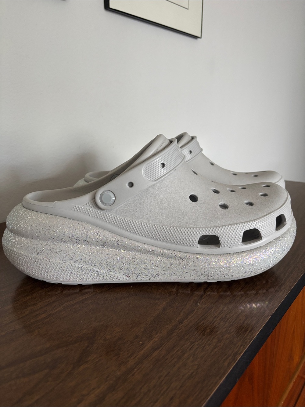 Crocs Unisex Classic Crush Glitter Platform Clogs Sz 13